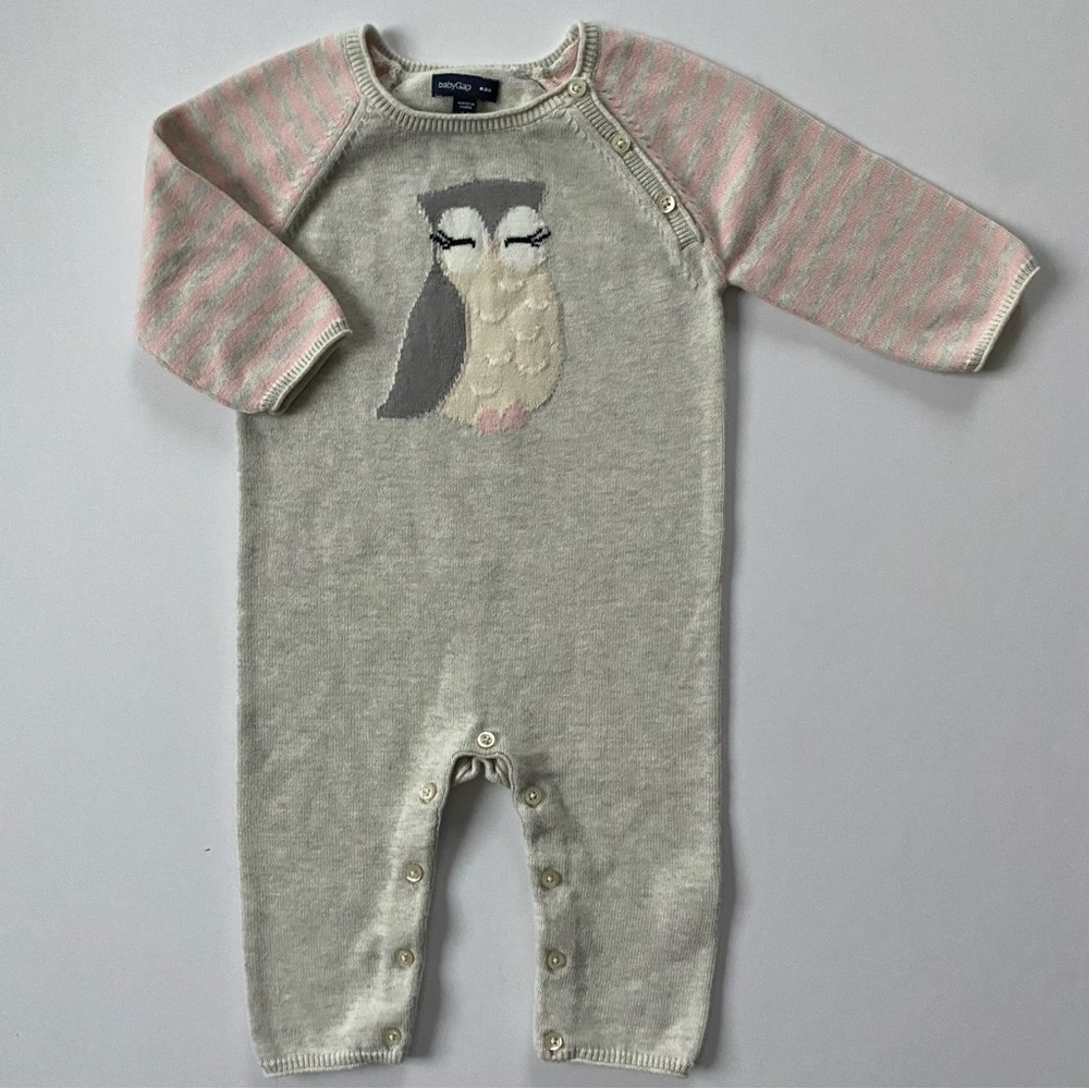 Gap Owl Outfit Size 3 6 Months Knit One Piece Romper Cotton Birds Birder Soft